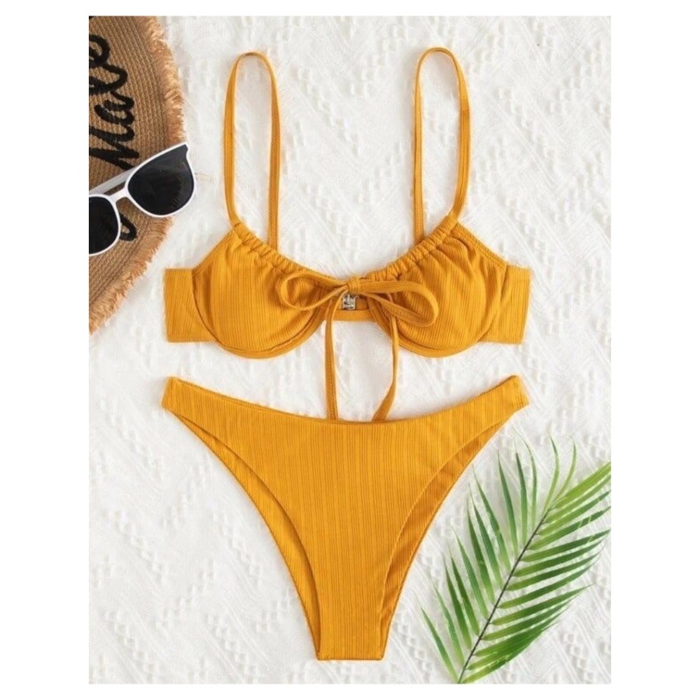 SHEIN MUSTARD UNDERWIRE BIKINI SWIMSUIT